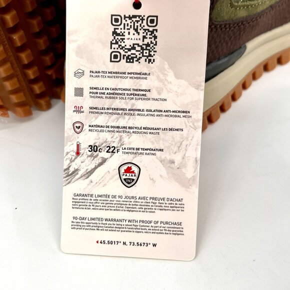 Pajar Fero 2.0 Boot Size 11M Green Waterproof Nylon Leather Winter Snow Boot - Picture 11 of 15